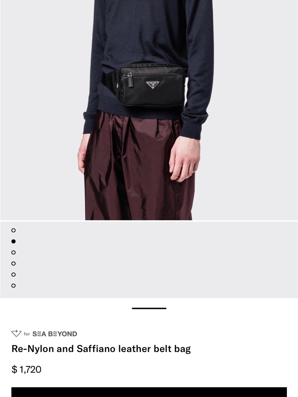 Prada Black Re-Nylon Belt Bag with Silver Logo